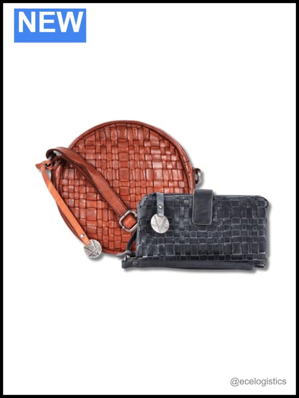 Genuine Leather Crossbody Bag & Wallet Set Zipper Closure Women